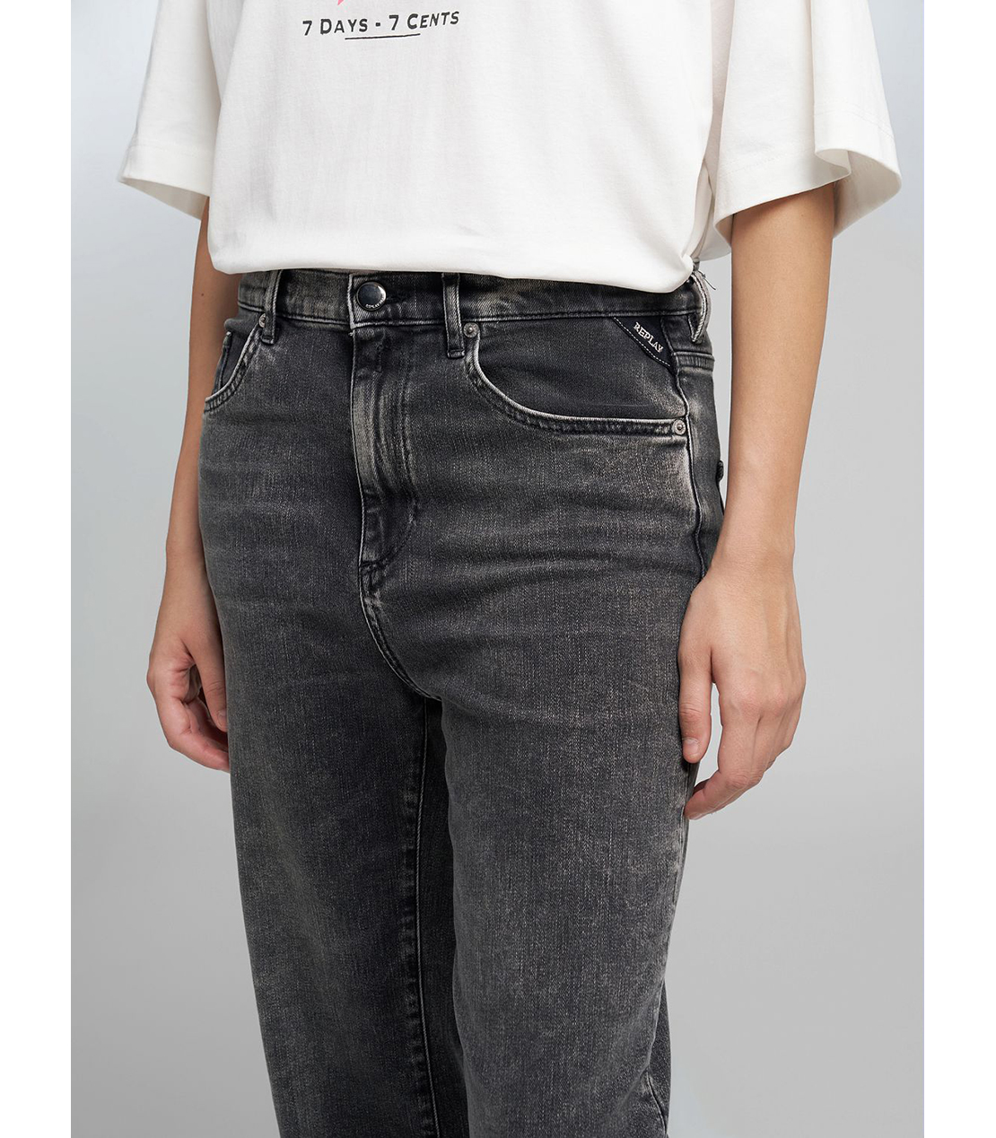 リラックスストレートMELJAスーパーソフトインディゴストレッチデニム 詳細画像 ダークグレー 5